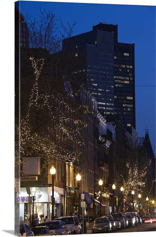 Buildings in a city, Hanover Street, North End, Boston, Massachusetts