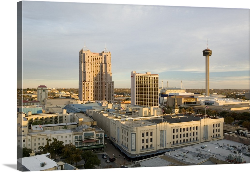 Buildings in a city, Marriott Hotel, Tower Of The Americas, San Antonio, Texas