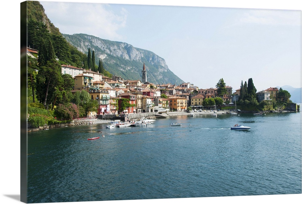 Buildings in a town at the waterfront, Varenna, Lake Como, Lombardy, Italy