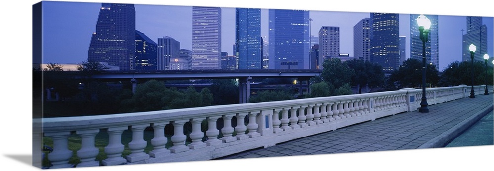 Buildings lit up at dusk, Houston, Texas