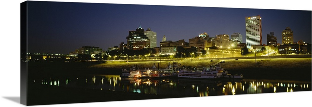Buildings Lit Up At Dusk, Memphis, Tennessee