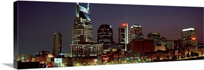 Buildings lit up at dusk, Nashville, Tennessee