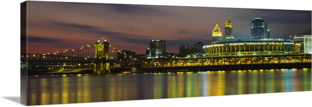 Buildings lit up at night, Cincinnati, Hamilton County, Ohio