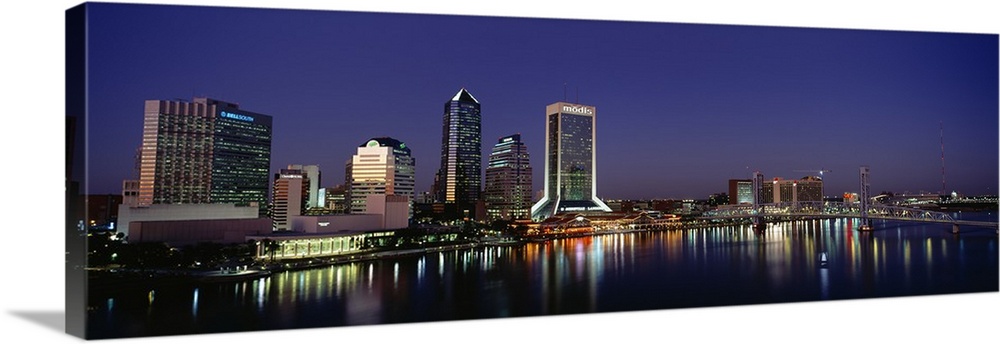 Buildings lit up at night, Jacksonville, Florida