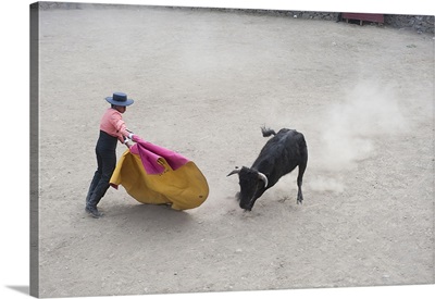 Bull fighting, Ollantaytambo, Urubamba Valley, Machu Picchu, Cuzco, Cusco Province, Peru