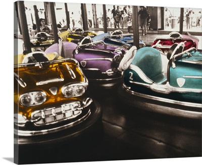Bumper cars in an amusement park