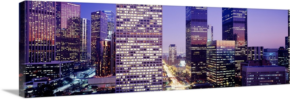 Big photo on canvas of an up close view of buildings in downtown LA.