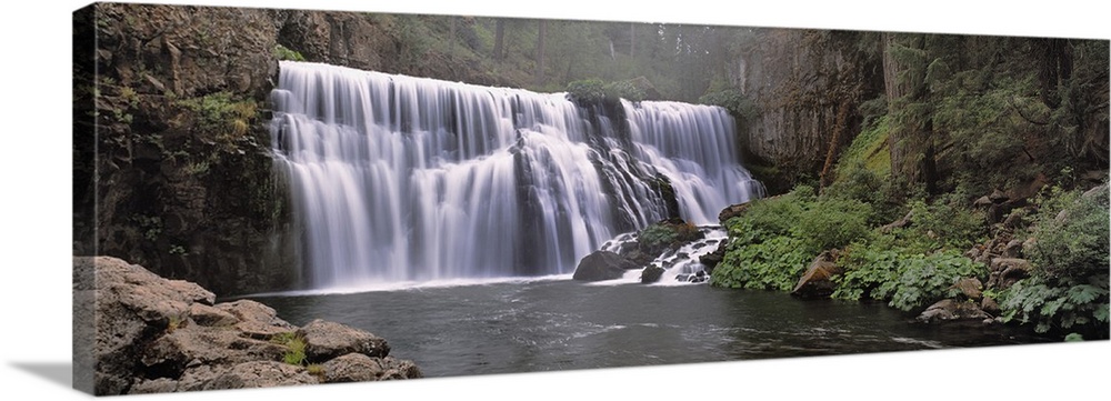 California, Middle Falls of the McCloud River, View of a waterfall in a forest