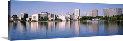 California, Oakland, Panoramic view of the waterfront and skyline