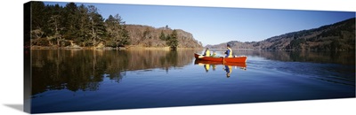 California, Stone Lagoon, View of a family canoeing on a lake