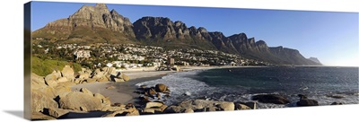 Camps Bay with the Twelve Apostles in the background, Western Cape Province, South Africa