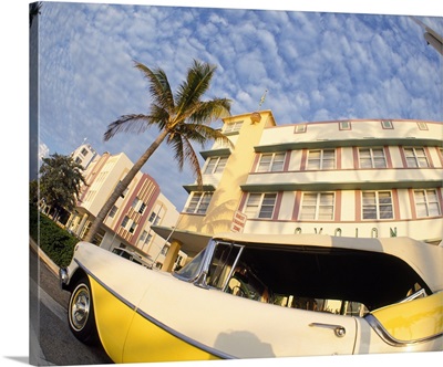 Car Art Deco Building Miami Beach FL