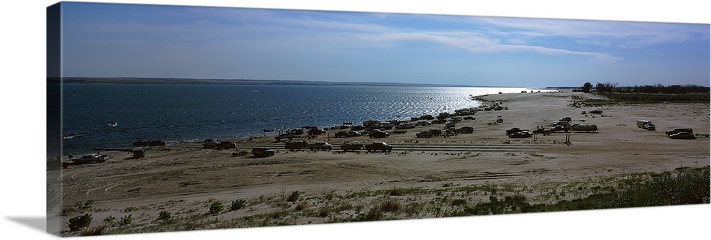 Cars on the beach, Martin Bay, Nebraska Game and Parks Commission, Nebraska Public Power District, Nebraska,