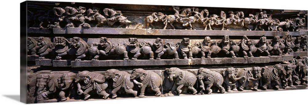 Carving on the wall of a temple, Chennakesava Temple, Belur, Karnataka, India