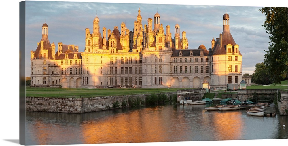 Castle at the waterfront, Chateau Royal de Chambord, Loire River, Centre Region, France