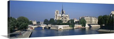 Cathedral along a river, Notre Dame Cathedral, Seine River, Paris, France