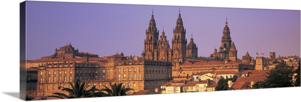 Cathedral in a cityscape, Santiago De Compostela, La Coruna, Galicia, Spain