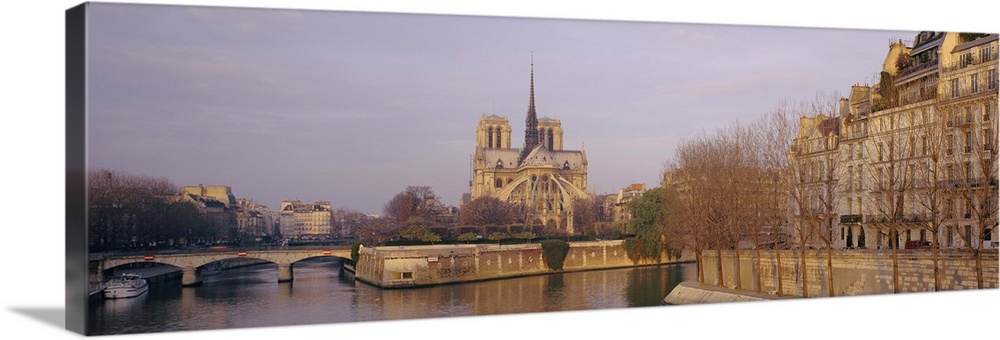 Cathedral near Seine river, Notre Dame Cathedral, Paris, France Wall ...