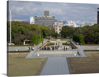 Cenotaph at Hiroshima Peace Memorial, Hiroshima, Hiroshima Prefecture, Japan