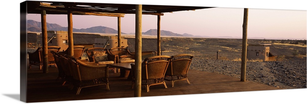 Chairs on a veranda Kulala Wilderness Reserve Sossusvlei Namib Desert Namibia