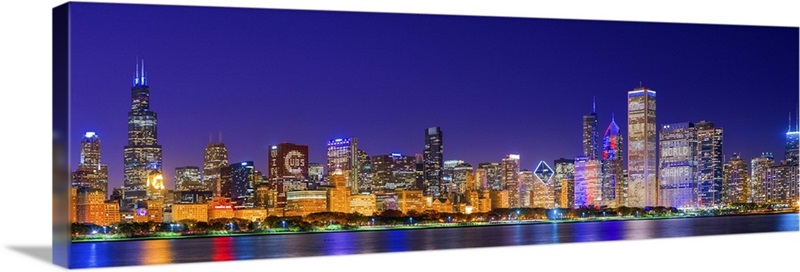 Chicago Skyline With Cubs World Series T-Shirt by Panoramic Images