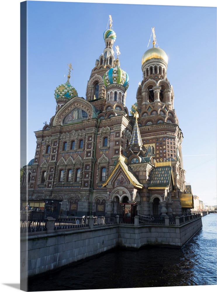 Church at riverbank, Church of the Savior on Blood, St. Petersburg, Russia