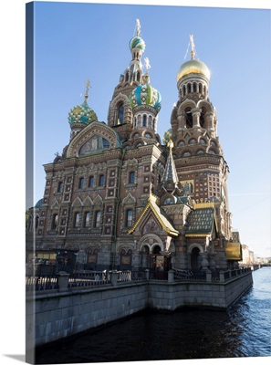 Church at riverbank, Church of the Savior on Blood, St. Petersburg, Russia