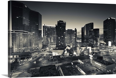 City lit up at dusk, CityCenter Las Vegas, Las Vegas Strip, Las Vegas, Nevada