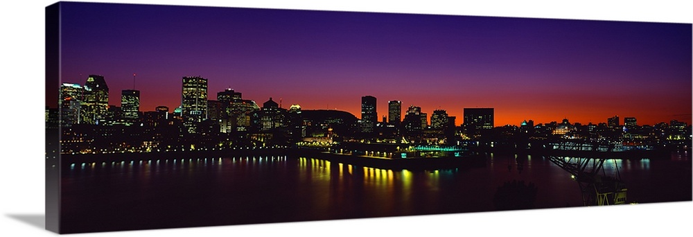 City lit up at dusk, Montreal, Quebec, Canada
