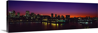 City lit up at dusk, Montreal, Quebec, Canada 2010