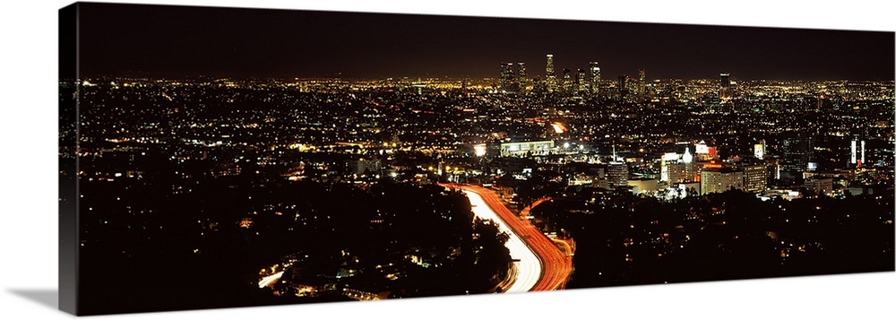 City lit up at night, Hollywood, City Of Los Angeles, Los Angeles County, California, USA