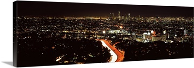 City lit up at night, Hollywood, City Of Los Angeles, Los Angeles County, California