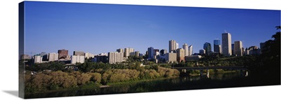 City skyline in front of a river, Edmonton, Alberta, Canada