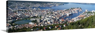 City viewed from Mt. Floyen, Bergen, Hordaland County, Norway