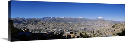 City with mountains in the background, Mt Illimani, La Paz, Bolivia