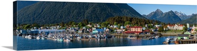 City with mountains in the background, Sitka, Southeast Alaska, Alaska