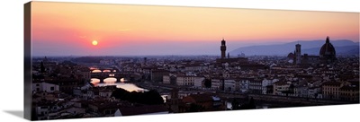 Cityscape at dusk from Piazza Michaelangelo, Florence, Tuscany, Italy