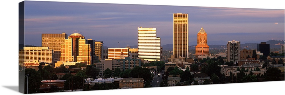 Cityscape at sunset, Portland, Multnomah County, Oregon,