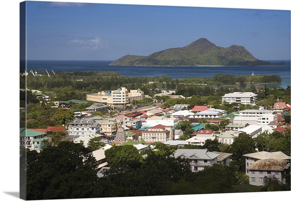 Cityscape viewed from Beau Vallon Road, Victoria, Mahe Island, Seychelles