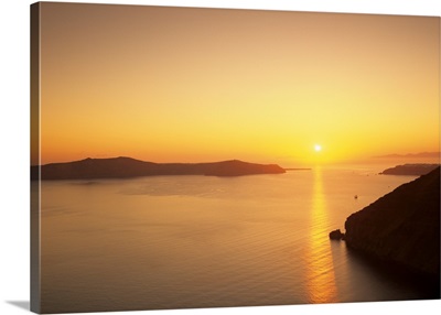 Cliffs at sunset, Fira, Santorini, Cyclades Islands, Greece