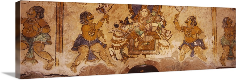 Close-up of a fresco on a wall, Tamil Nadu, India