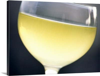 Close up of a glass of white wine