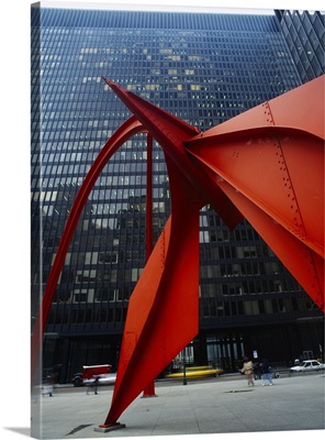 Close-up of a structure in front of a building, Alexander Calder, Federal Plaza, Chicago, Illinois