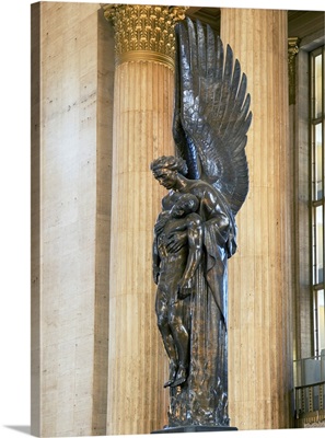 Close-up of a war memorial statue at a railroad station, 30th Street Station, Philadelphia, Pennsylvania