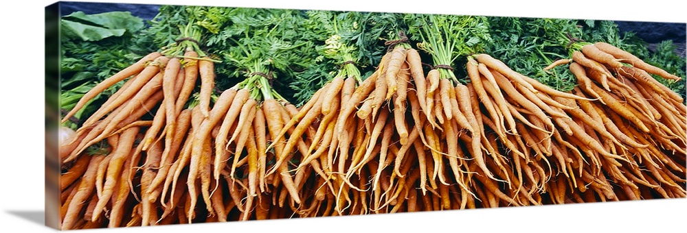 Close-up of carrots at a market stall