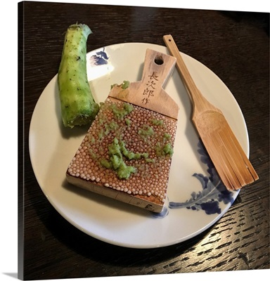 Close-up of freshly ground wasabi, Takayama, Japan