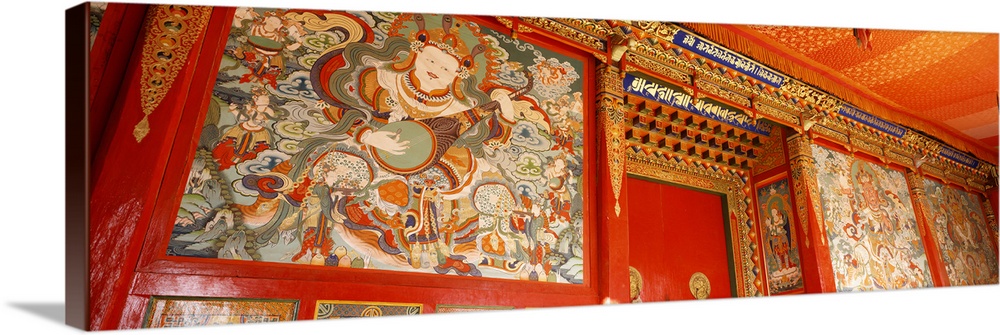 Close-up of paintings in a monastery, Tongren, Qinghai, China