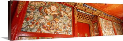 Close-up of paintings in a monastery, Tongren, Qinghai, China