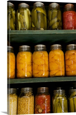 Close-up of pickle jars, Living History Farm at the LBJ Ranch, Johnson City, Texas