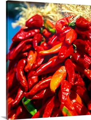 Close-Up Of Red Chilies, Taos, New Mexico, USA